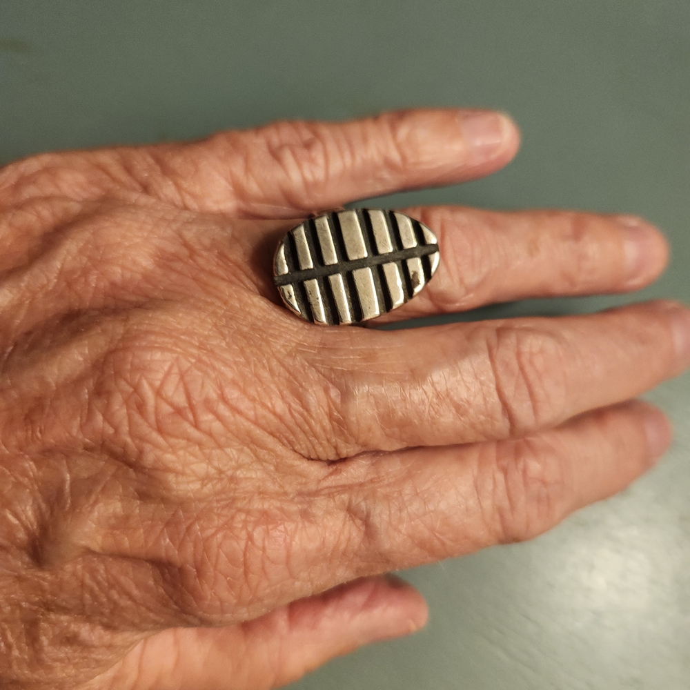 Vintage Henry Steig Modernist Rare Sterling Silver Grid Ring. - Picture 3 of 10